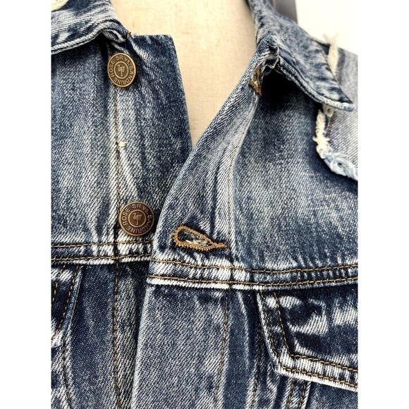 Free PEOPLE X Sandrine Rose Patchwork Jean Jacket Size M NWT - Picture 2 of 14